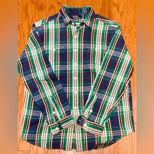 Vintage Men’s XL Early 1990s Plaid Cotton Button Down RALPH LAUREN POLO Shirt